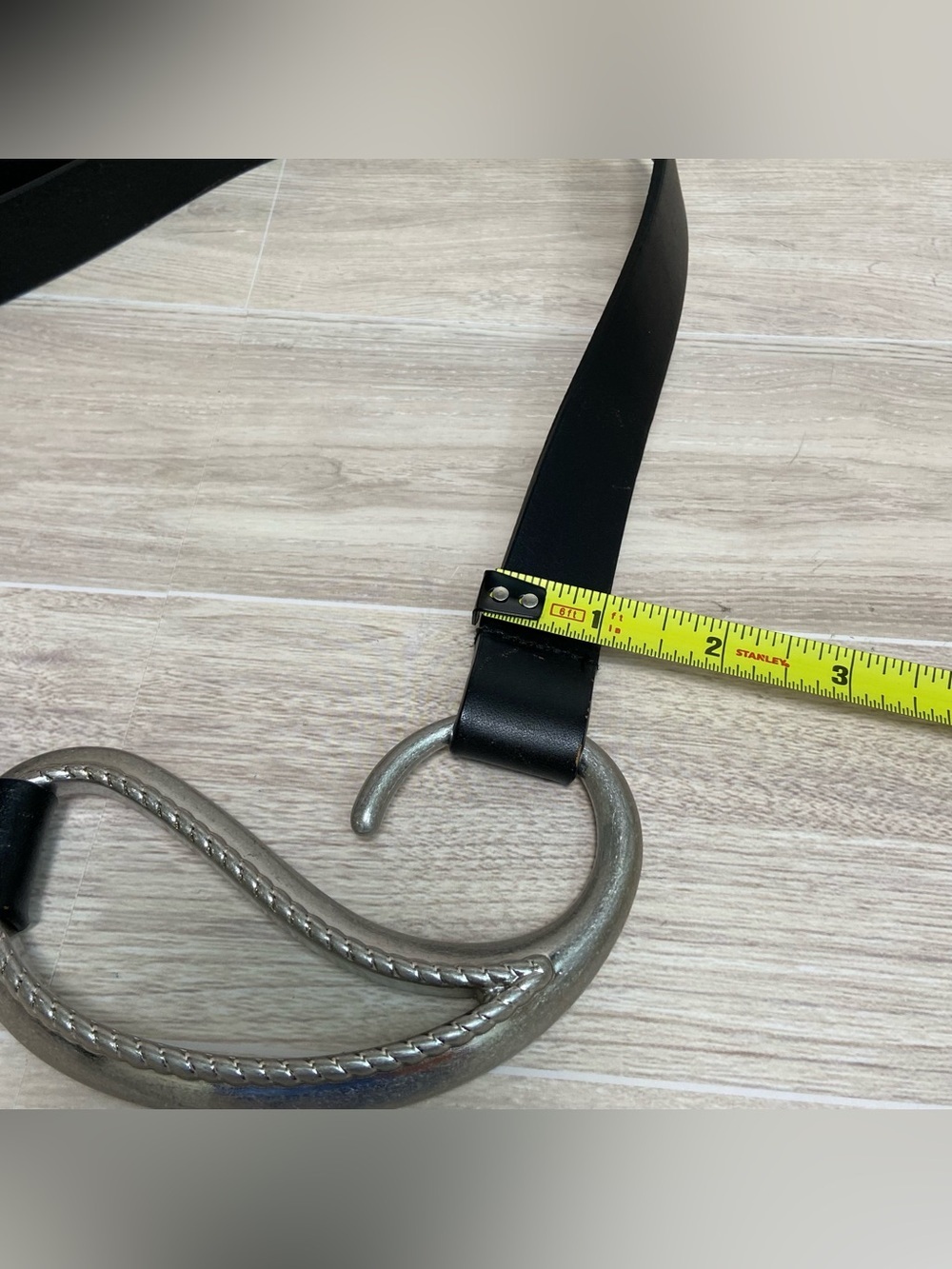 CHICO'S / Black Leather Silver Buckle Adjustable Belt - Picture 11 of 14